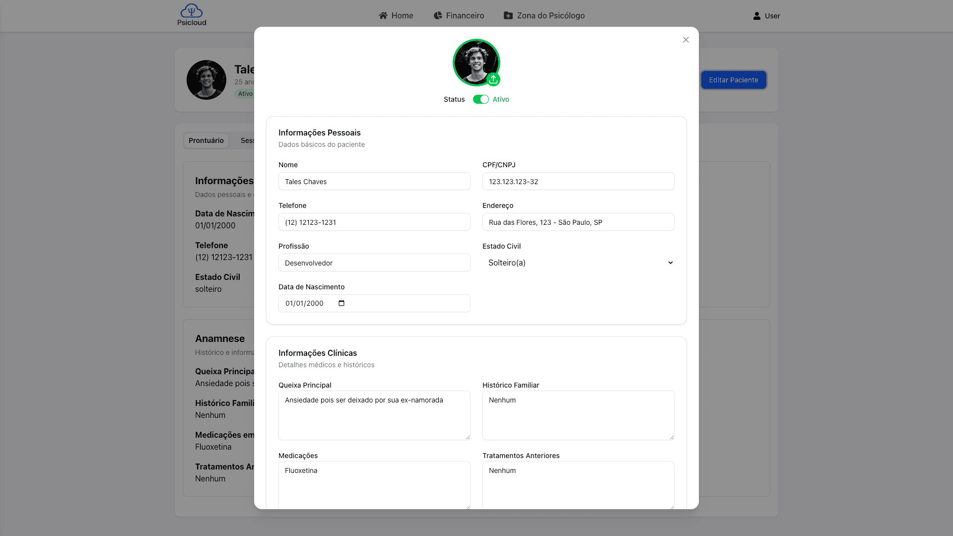 Edição de Paciente